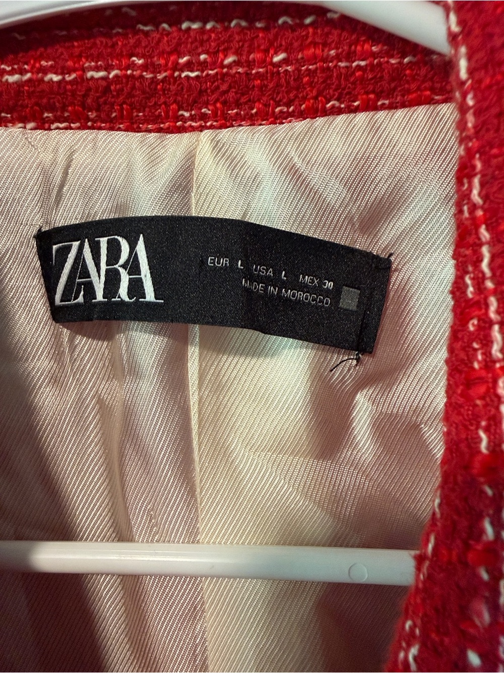 Zara Red Tweed Double-Breasted Blazer with Gold Buttons - Picture 6 of 16
